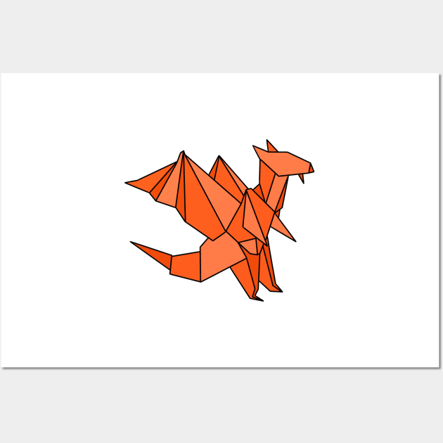 Orange origami dragon Wall Art by CalliesArt